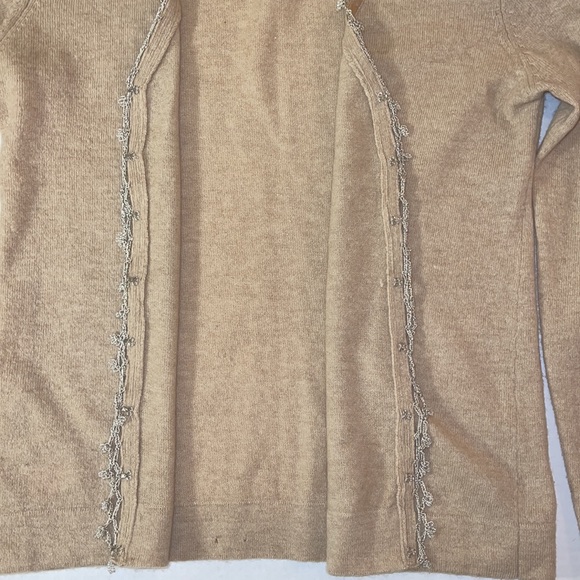 Laura Ashley Beige Hook & Eye Beaded Crochet Cardigan Sweater 8 - Picture 7 of 14